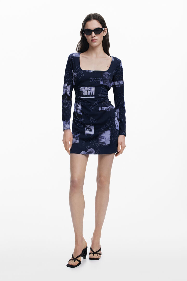 Postcard square neck dress