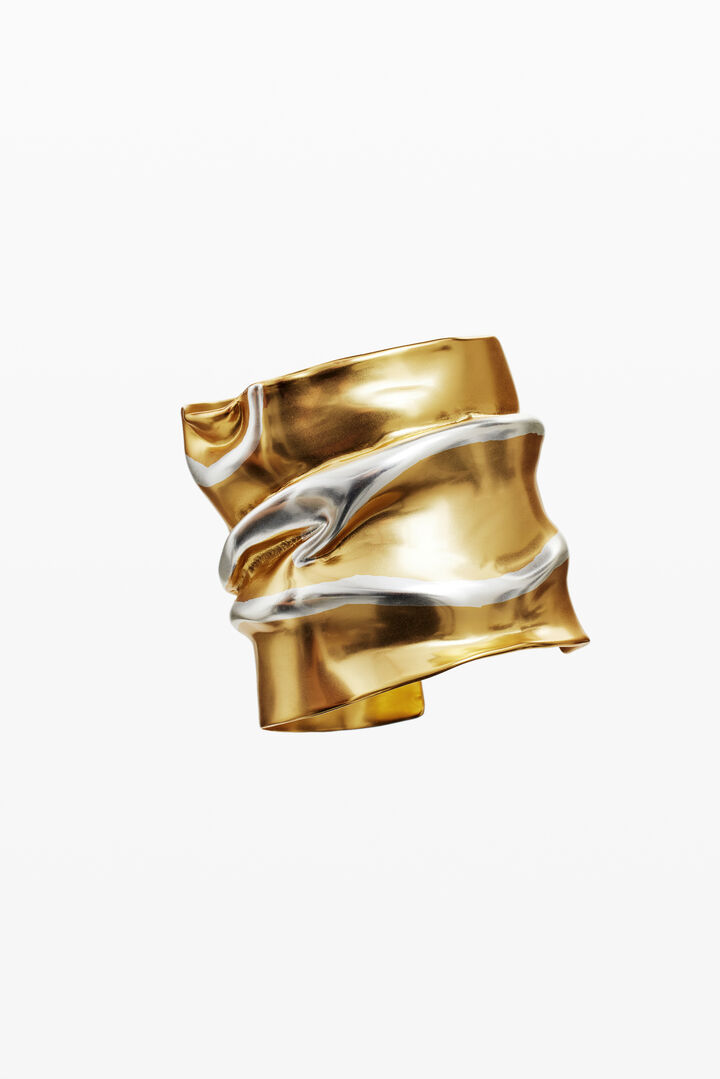 Brazalete grande bicolor baño oro y plata Zalio