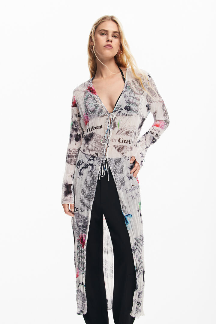 Long blouse with newspaper print | Desigual